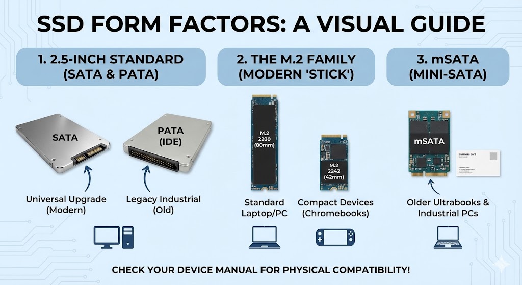 SSD form factors comparison for business applications